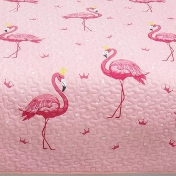New Pink Flamingo 3-Piece Bedding Quilt Set • Reversible • DoubleQueen - Picture 2 of 4